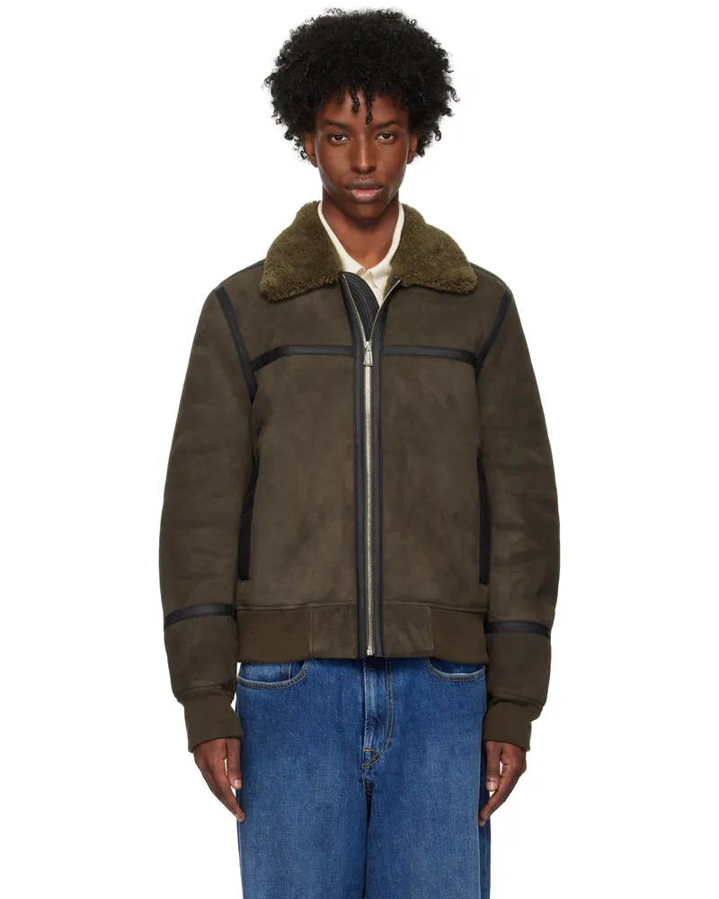 Paul Smith Brown Zip Shearling Jacket 69