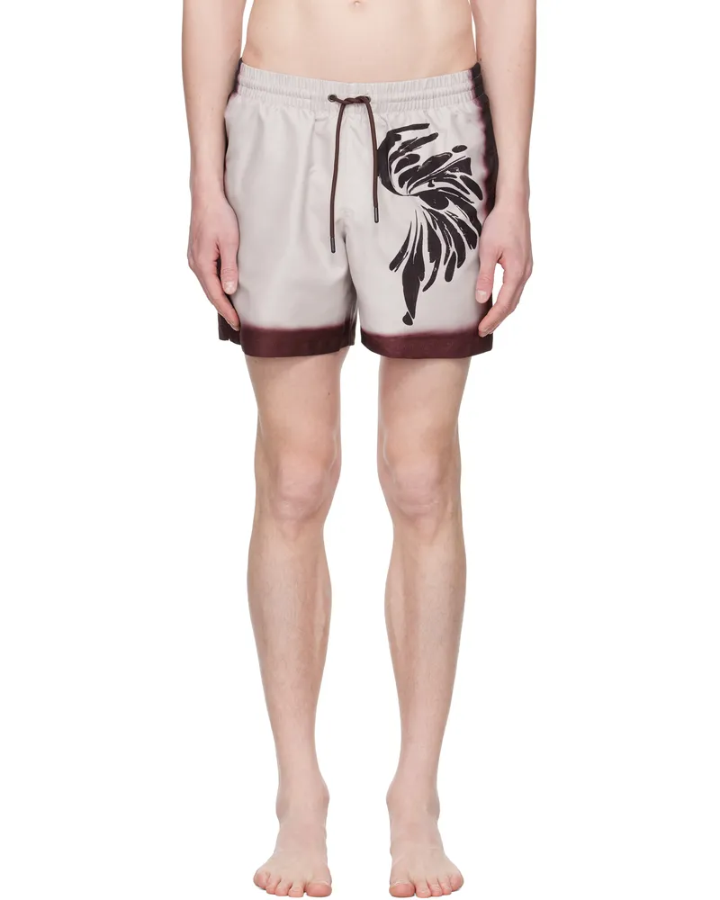 Dries van Noten Burgundy Printed Swim Shorts 358