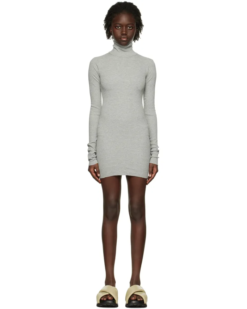 ÉTERNE Gray Long Sleeve Minidress Heather