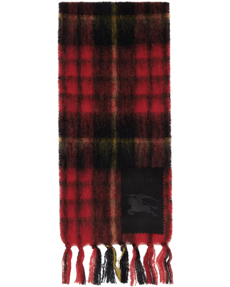 Burberry Red Check Mohair Wool Scarf Post