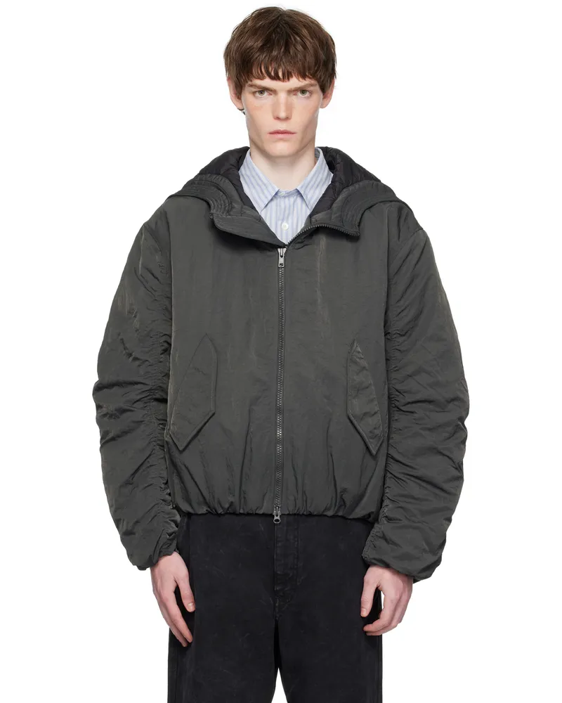 Hope Gray Hooded Bomber Jacket Dark
