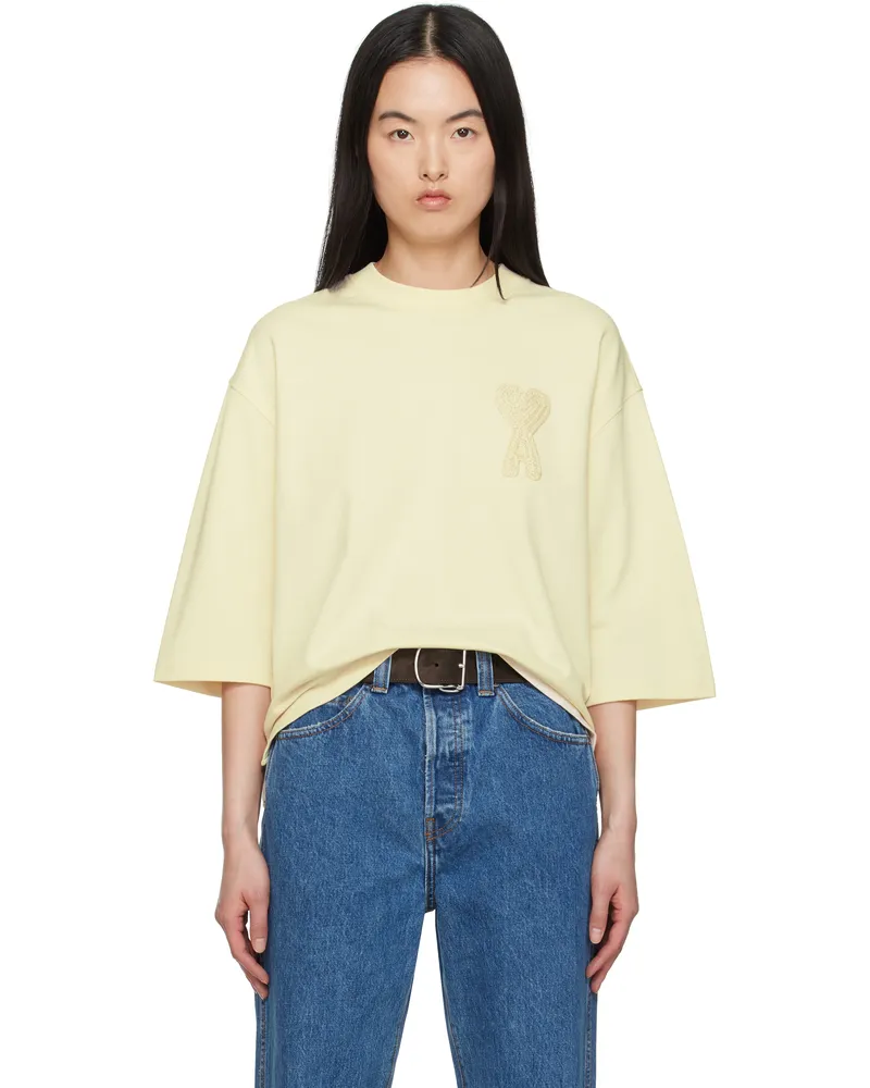 AMI Paris Off-White Cotton Ami de Coeur Patch T-shirt White