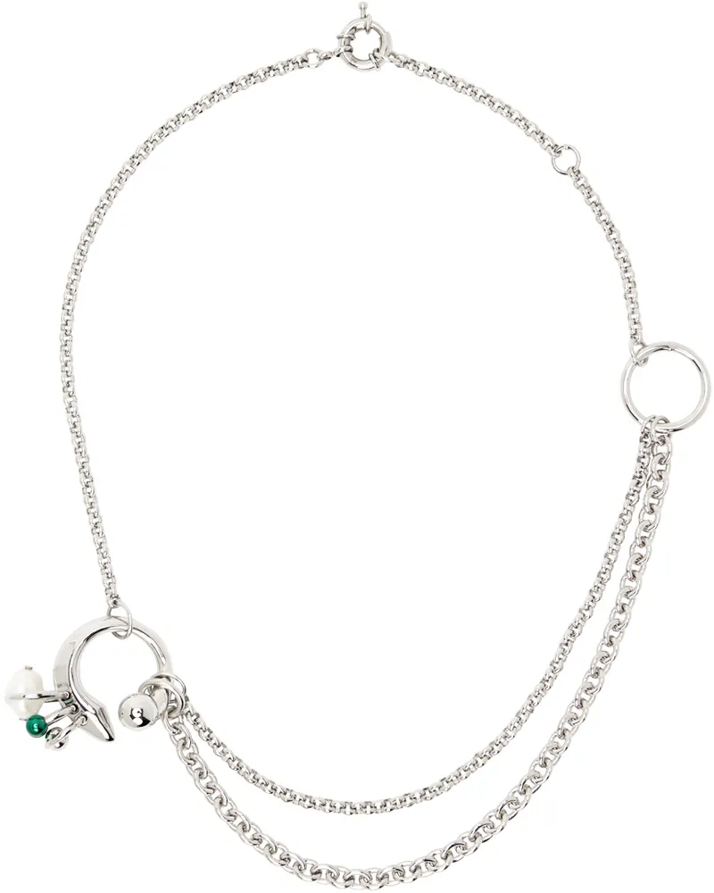 Acne Studios Silver Multi-Chain Charm Necklace Ayh