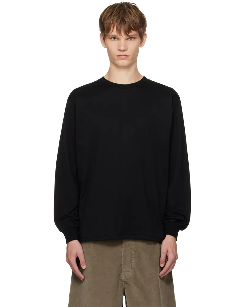 AURALEE Black Luster Plaiting L/S T-shirt Black