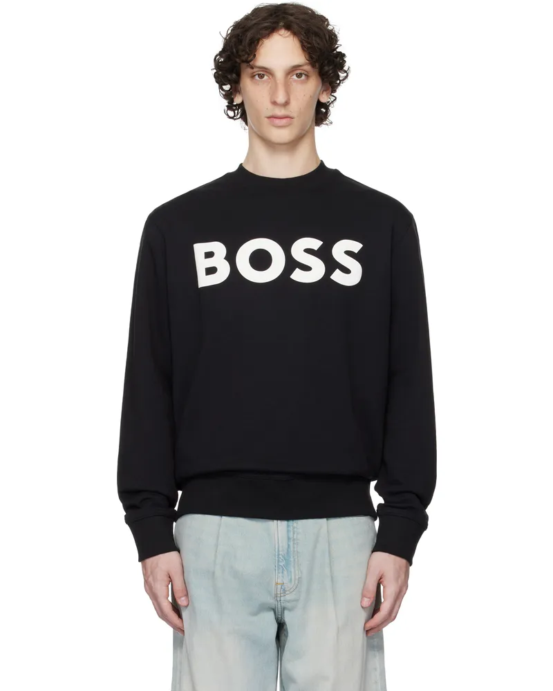 HUGO BOSS Black Relaxed-Fit Cotton-Terry Logo Sweatshirt 001-black