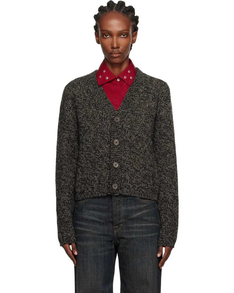 Our Legacy Black & Beige Academy Cardigan Bear