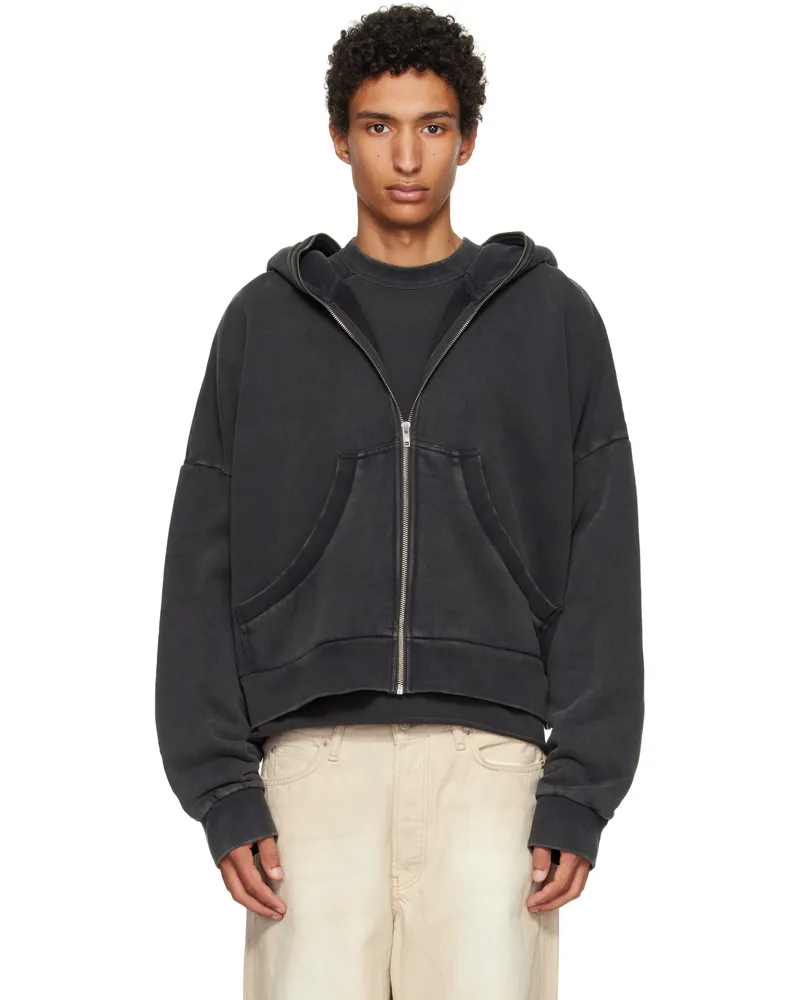 Entire Studios Black Eternal Zip Hoodie Washedblack