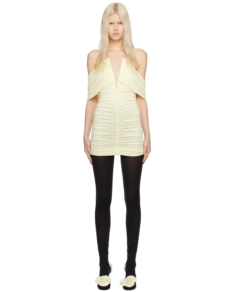 Magda Butrym Off-White Ruched Minidress Cream