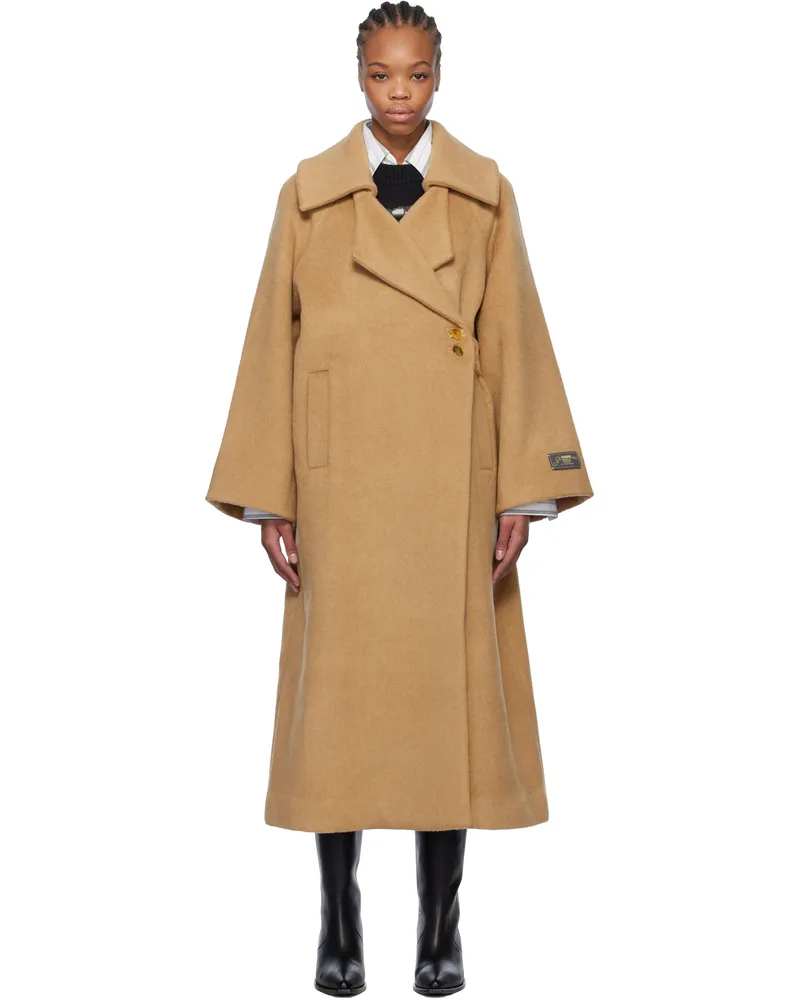 Ganni Tan Wool-Blend Coat 399