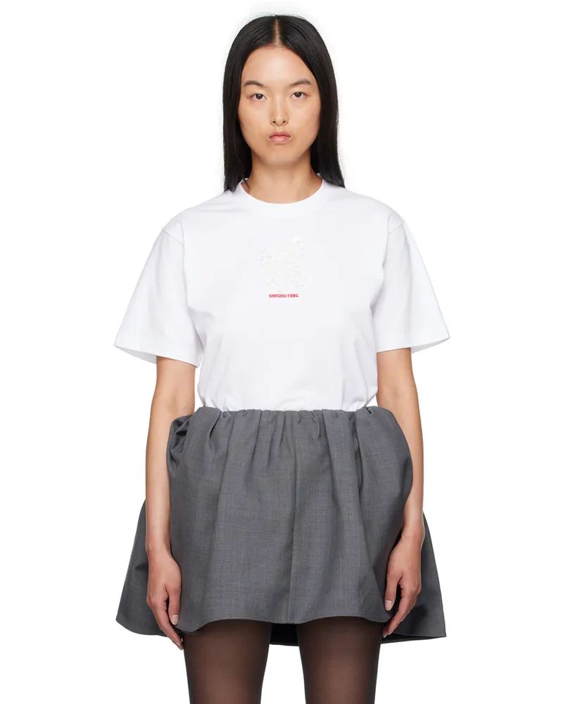 SHUSHU/TONG White Embroidered-Logo T-Shirt Wh100