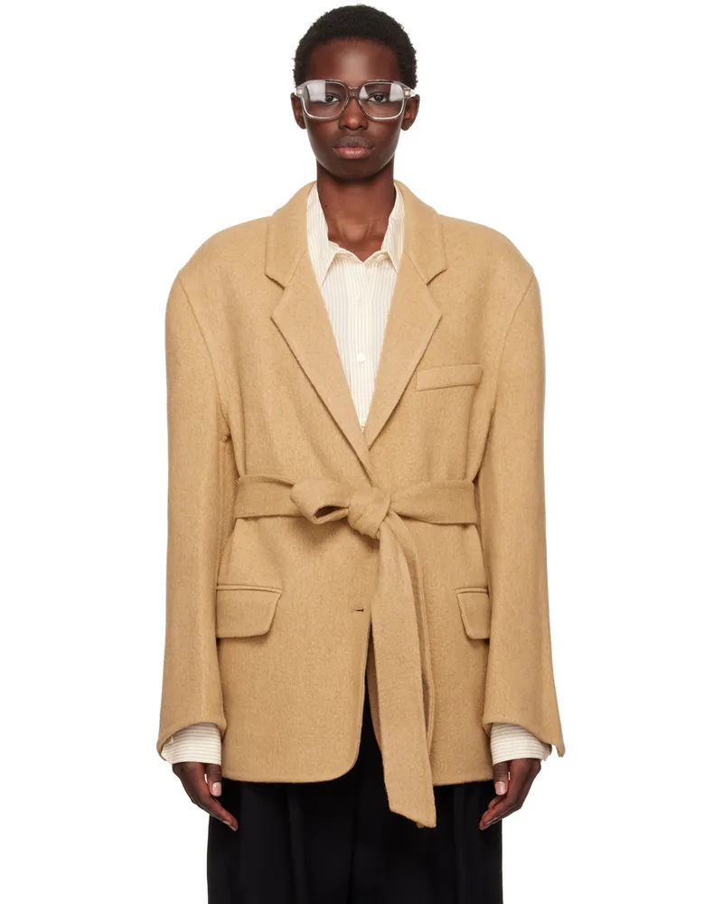 RECTO Beige Handmade Single-Breasted Jacket Camel