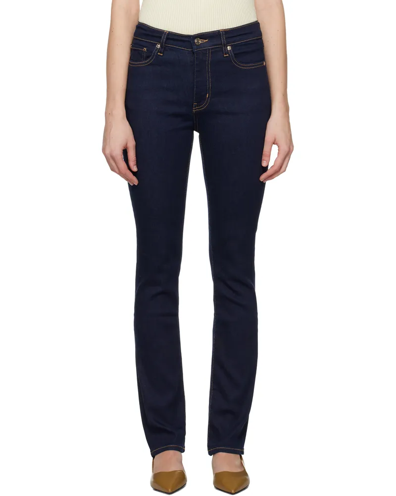 Frame Denim Blue 'Le High Straight Long' Jeans Strg