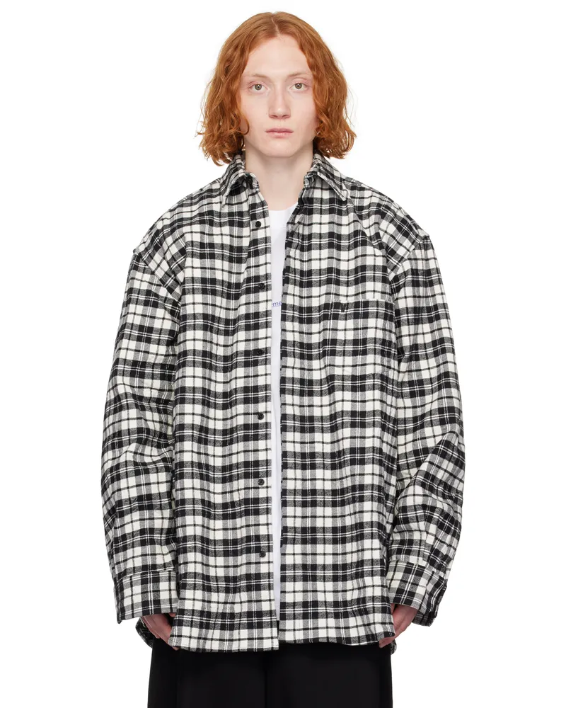 VETEMENTS Black & White Metalized Wrinkled Pyjama Shirt Black