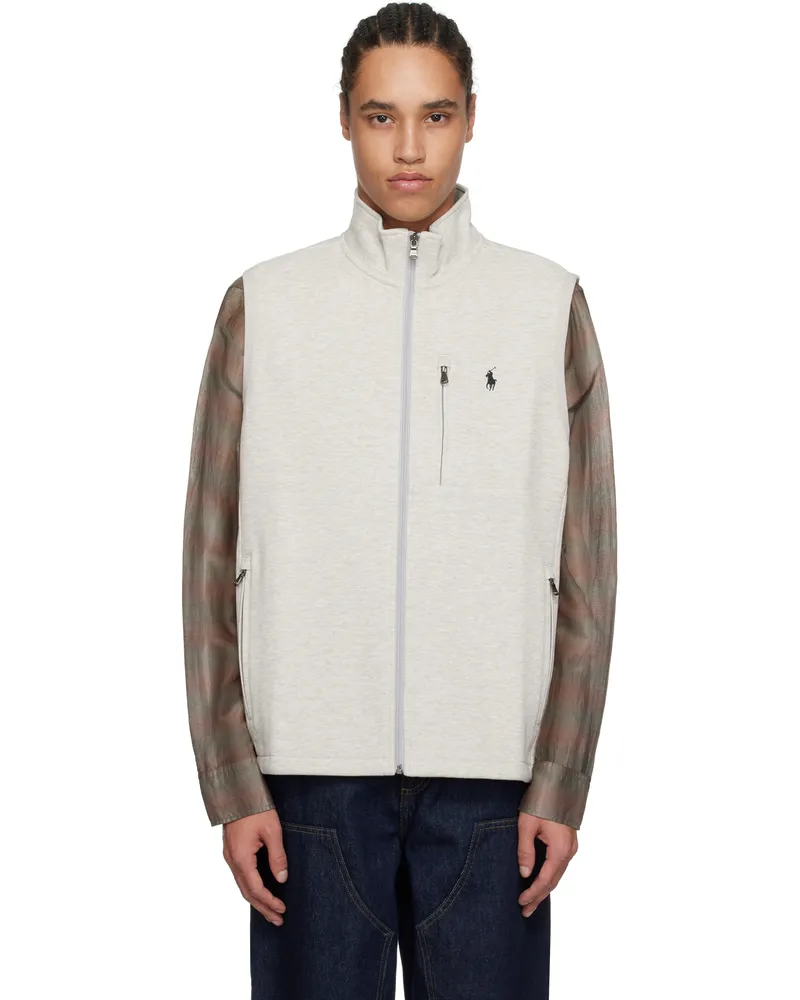 Ralph Lauren Gray Double-Knit Mock Neck Vest Lt