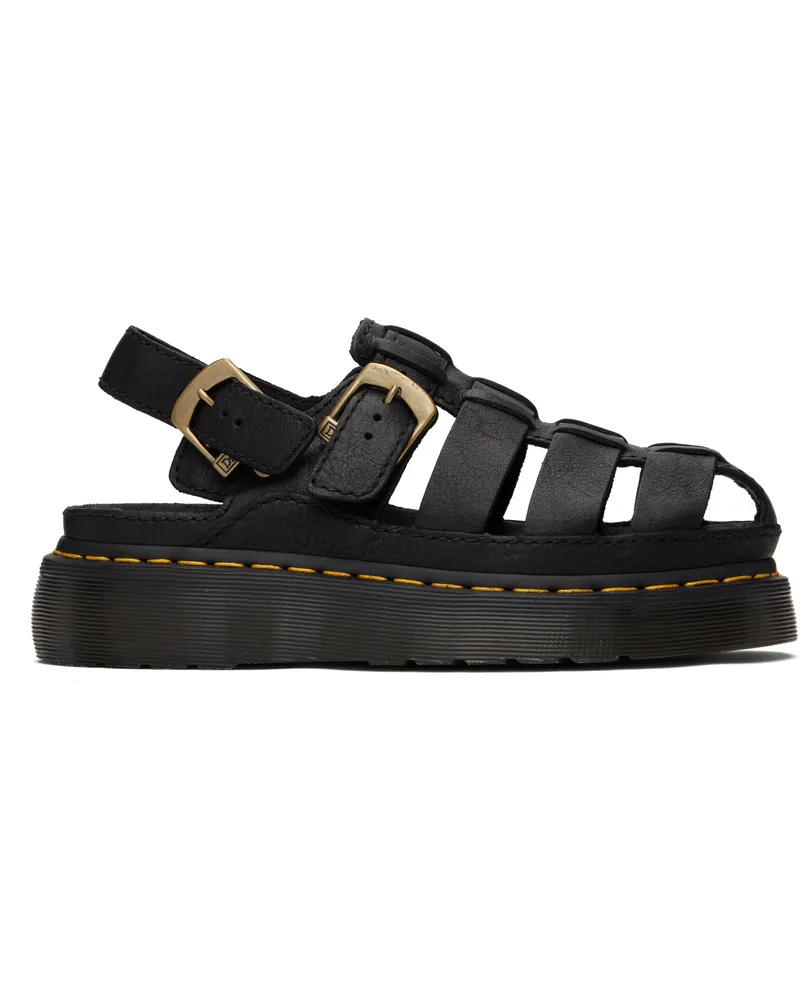 Dr.Martens Black Wrenlie Grizzly Leather Fisherman Sandals Black