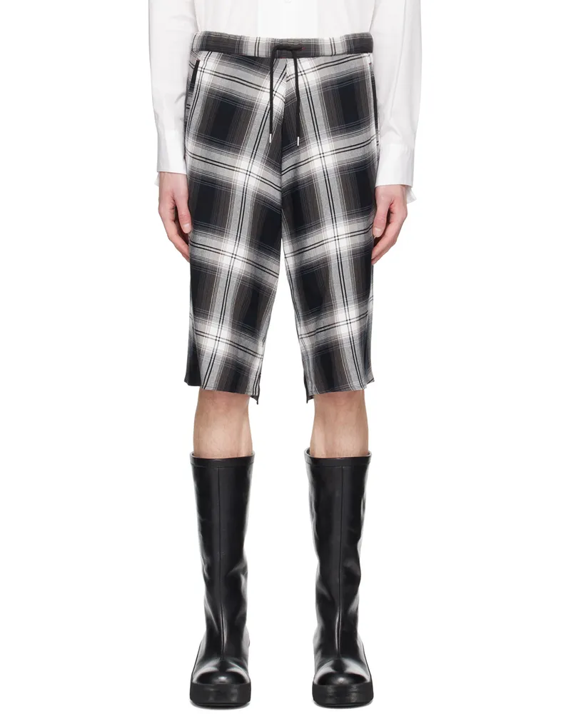Sulvam Black Check Shorts Black