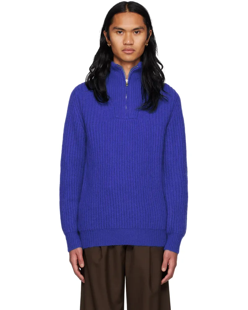 Lukhanyo Mdingi Blue Turtleneck Sweater Royal