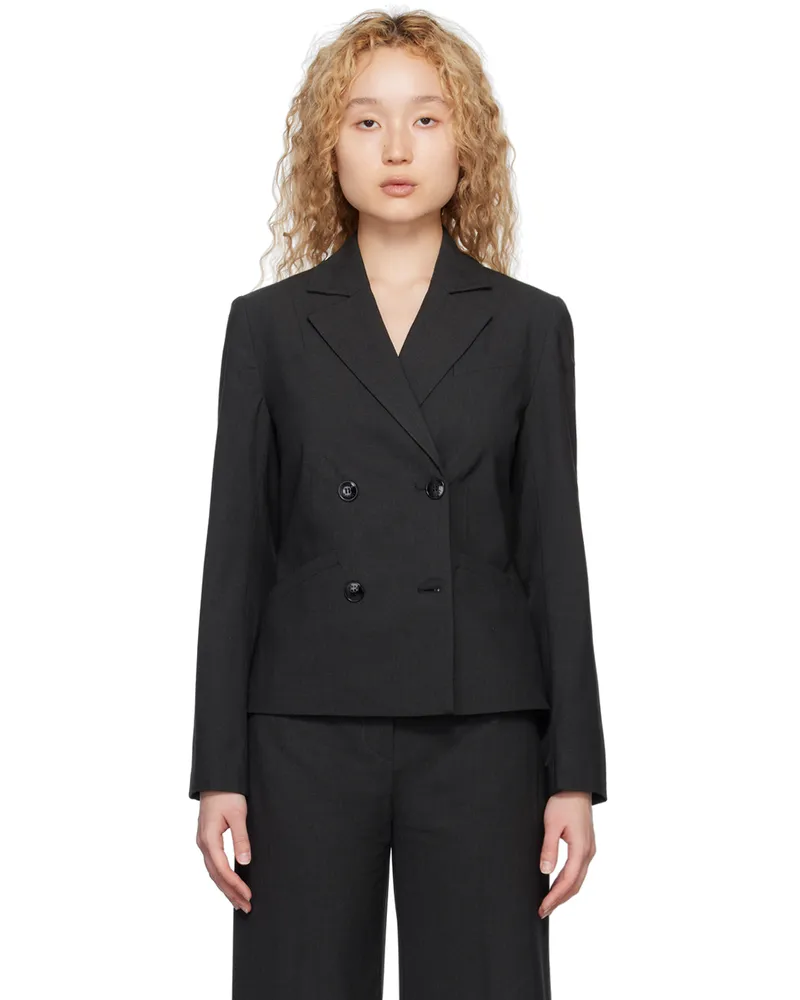 Ganni Gray Drapey Blazer 252