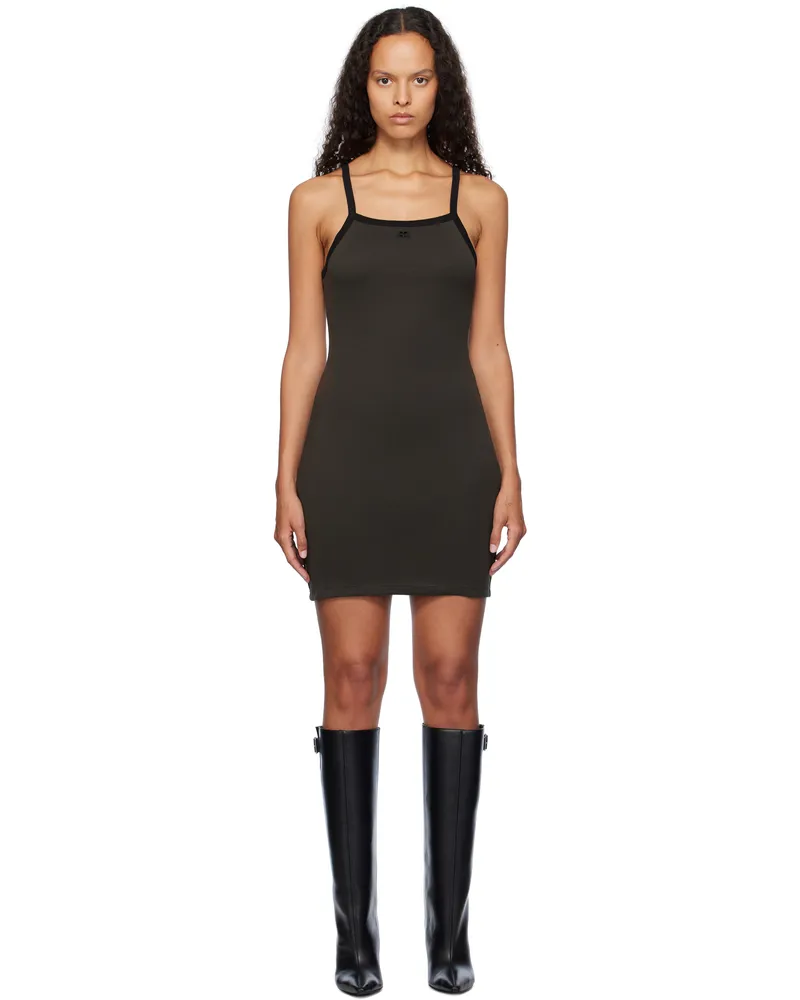 Courrèges Brown & Black Contrast Minidress B118