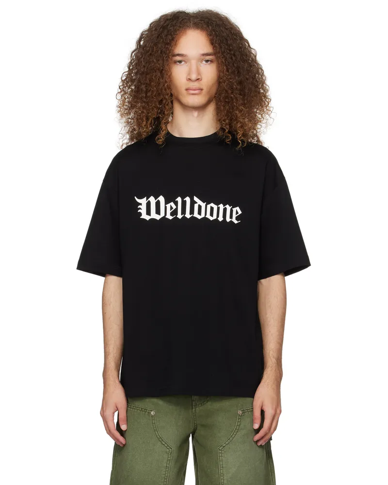 WE 11 DONE Black Gothic T-Shirt Black