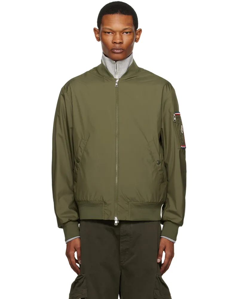 Moncler Green Bharani Bomber Jacket Olive