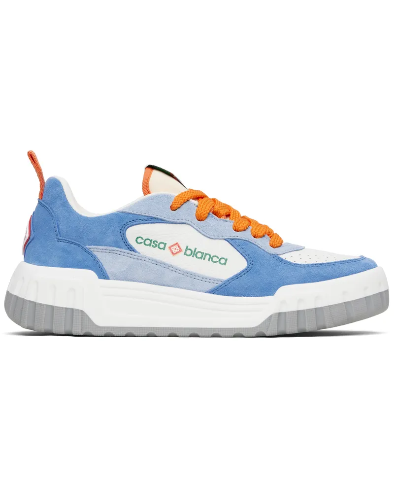 Casablanca Paris White & Blue Suede Court Sneakers Light
