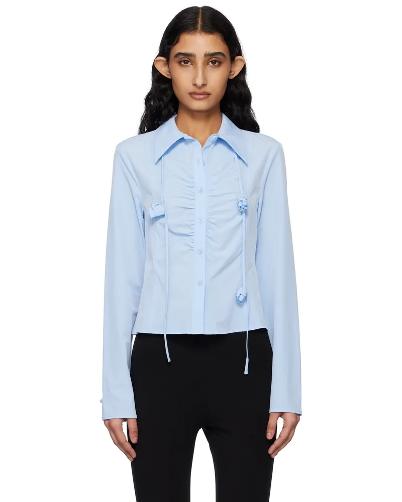 Kijun Blue Corsage Shirring Shirt Sky