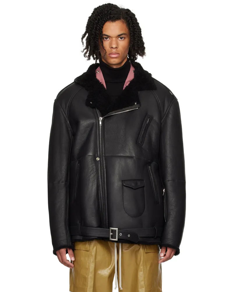 Rick Owens Black Porterville Jumbo Luke Stooges Shearling Jacket 909