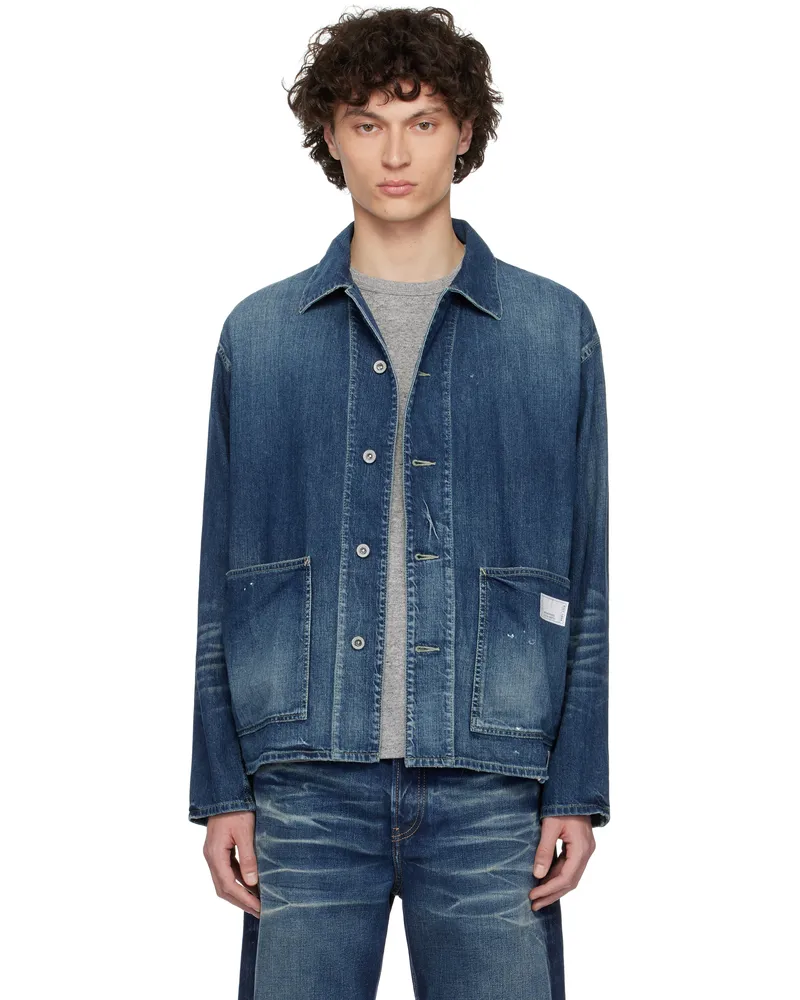 Neighborhood Blue Washed LW Coverall Denim Jacket Indigo