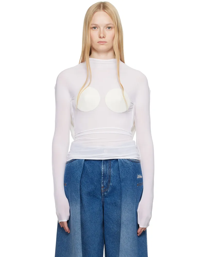 Jean Paul Gaultier White 'The Backless Conical' Top 1103-optic