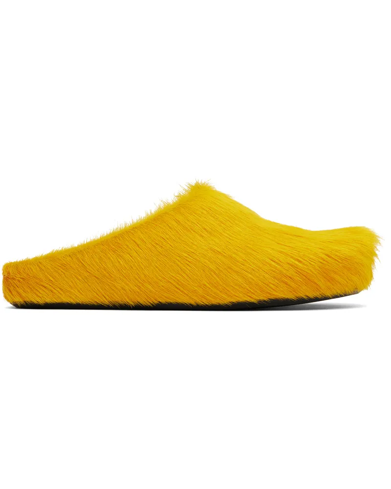Marni Yellow Long Hair Calfskin Fussbett Slip-on Loafers 00y37