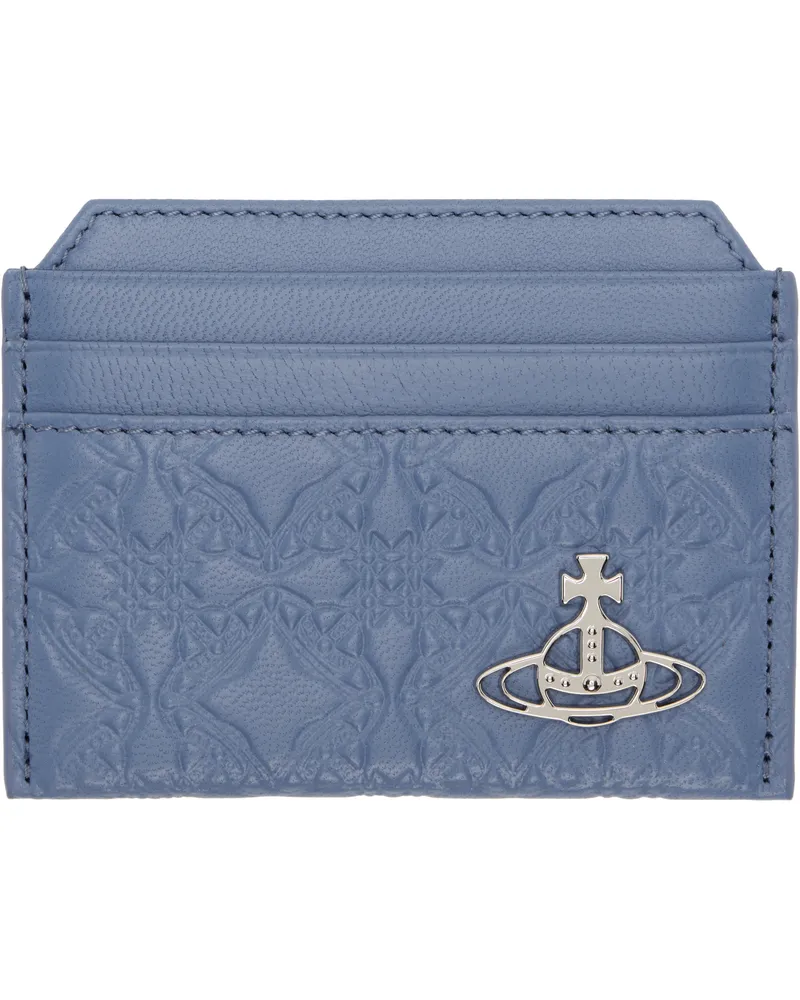 Vivienne Westwood Blue Embossed Nappa Slim Card Holder Ss25-k404