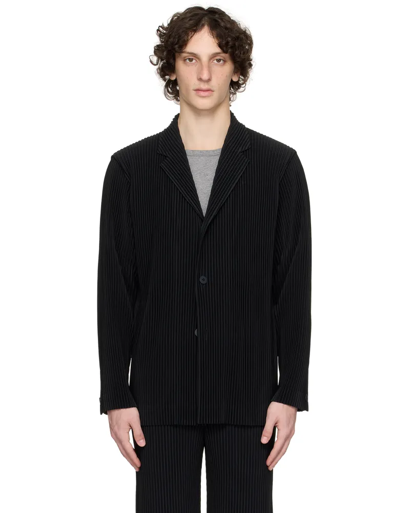 Issey Miyake Black Tailored Pleats 2 Blazer 15-black