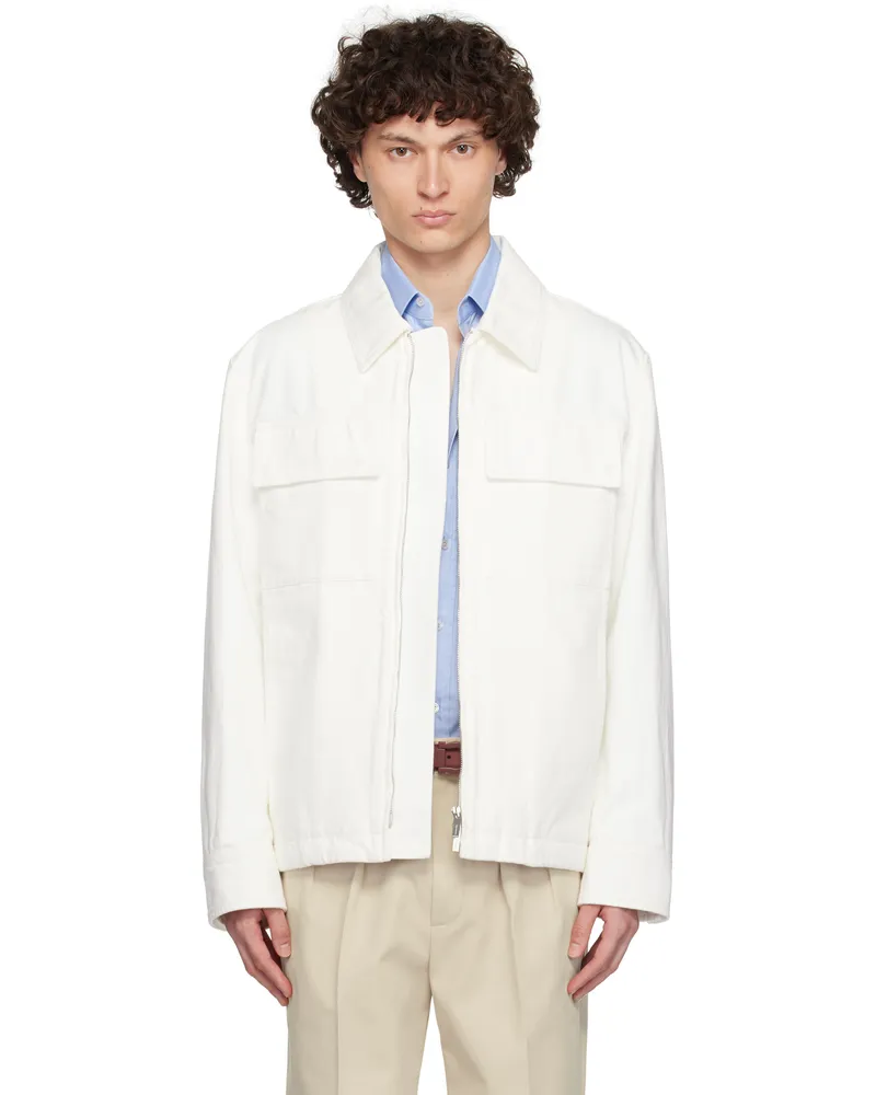 Ferragamo White Applied Pockets Denim Jacket White
