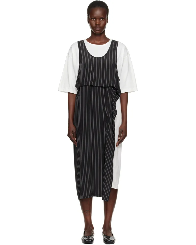 Yohji Yamamoto Black & White N-Set In Half Sleeve Midi Dress 1