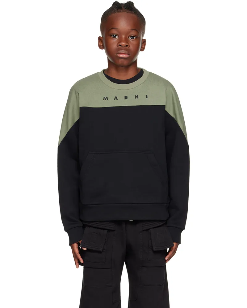 Marni Kids Black & Green Two-Tone Sweatshirt 0m900
