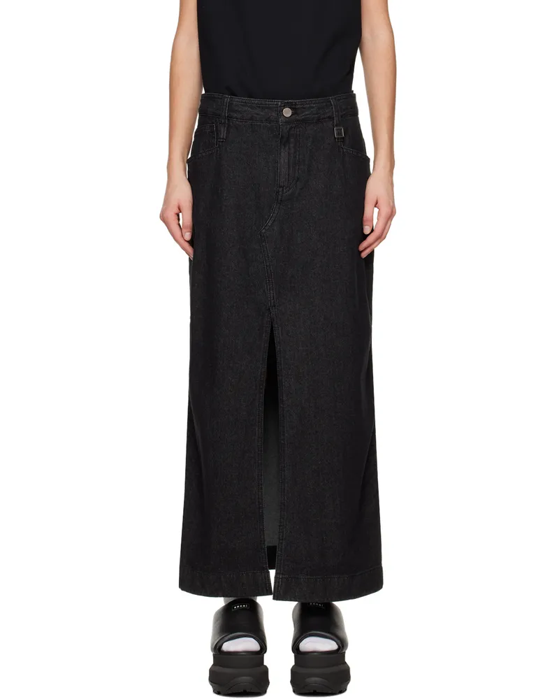 Wooyoungmi Black Vented Denim Maxi Skirt Black