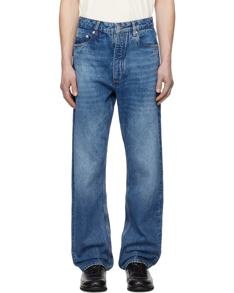 Studio Nicholson Blue Riso Jeans Worn