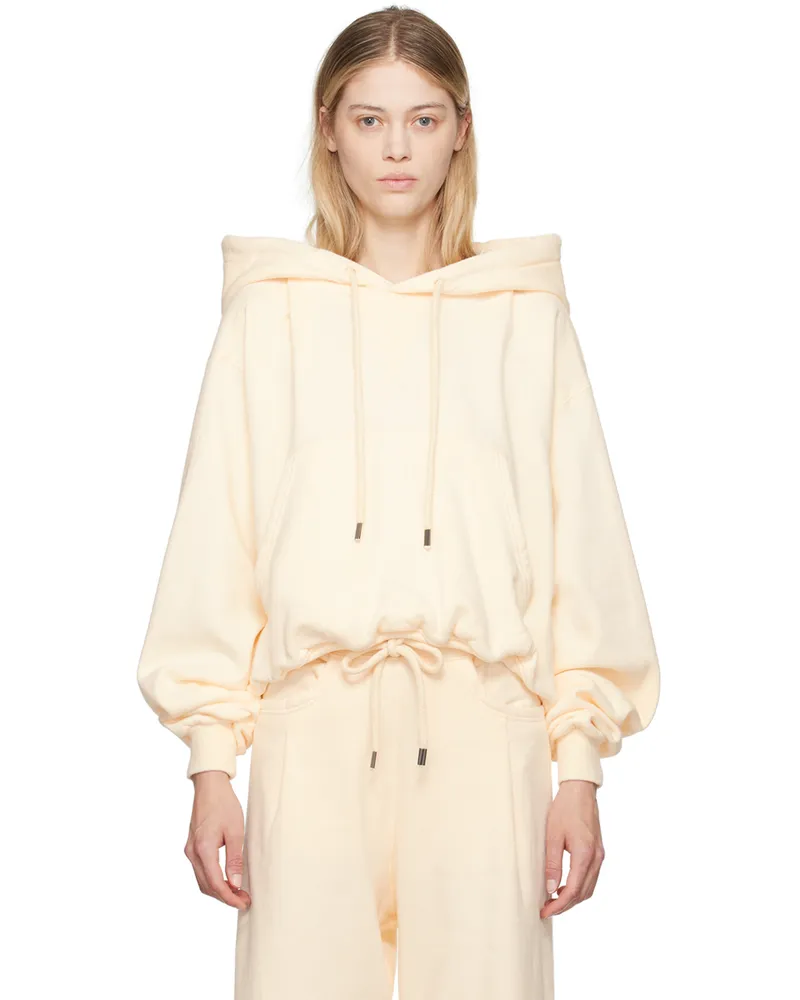 R13 Off-White Balloon Popover Hoodie Natural