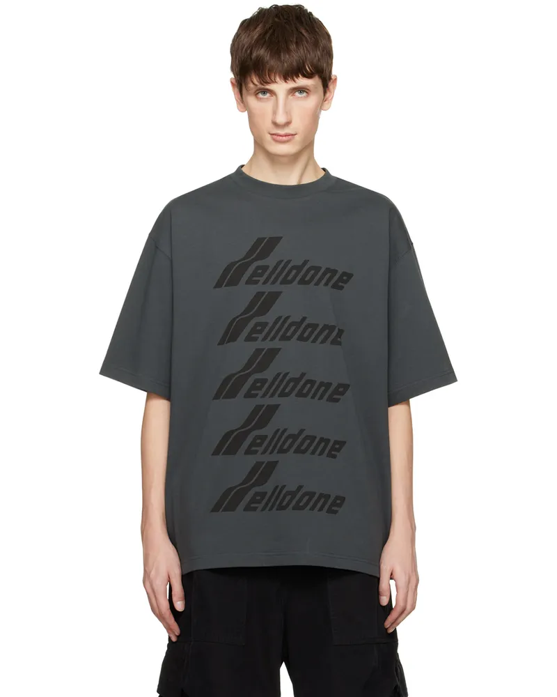 WE 11 DONE Gray Printed T-Shirt Charcoal