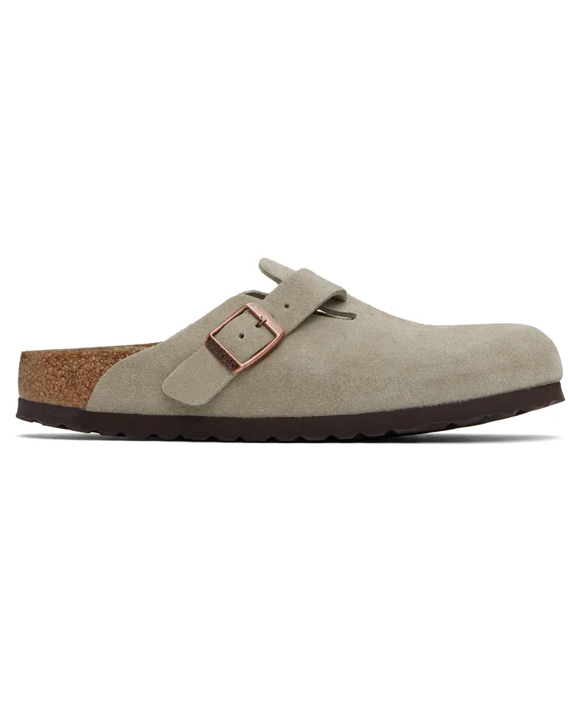 Birkenstock Taupe Narrow Boston Soft Footbed Slip-on Loafers Taupe