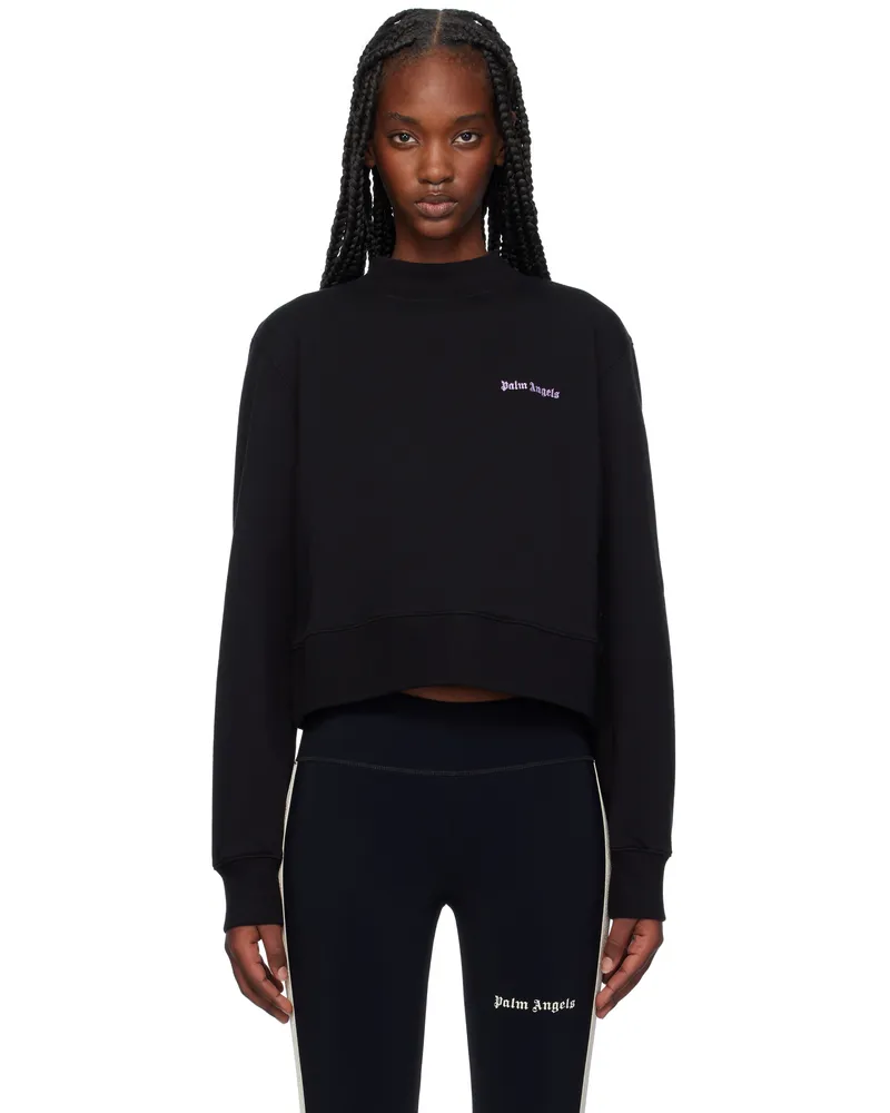 Palm Angels Black Classic Logo Fitted Sweatshirt Black