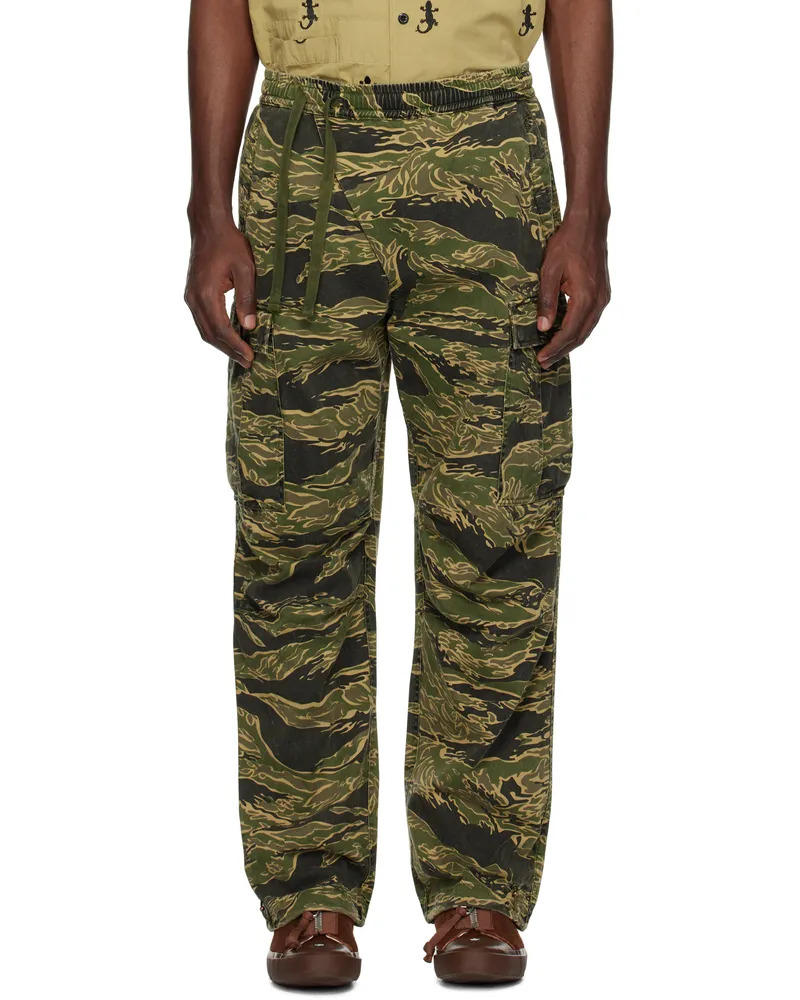 maharishi Khaki Tigerstripe Track Cargo Pants Gold