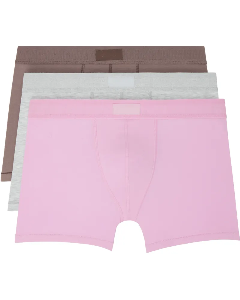 SKIMS Three-Pack Multicolor SKIMS Cotton 3 Boxer Briefs Bubblegum