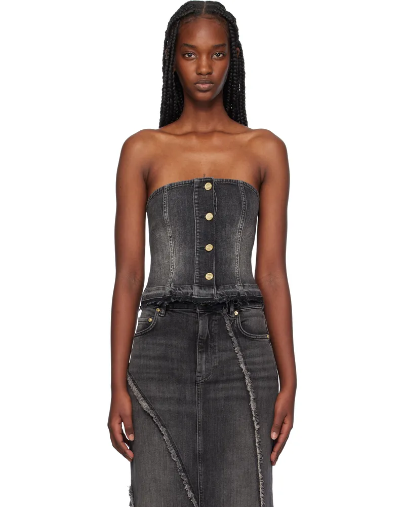 Ganni Black Washed Denim Top 006