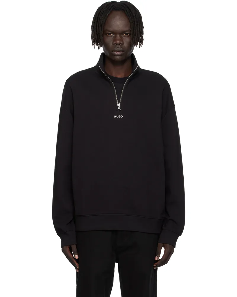 HUGO BOSS Black Zip Neck Sweatshirt 001-black