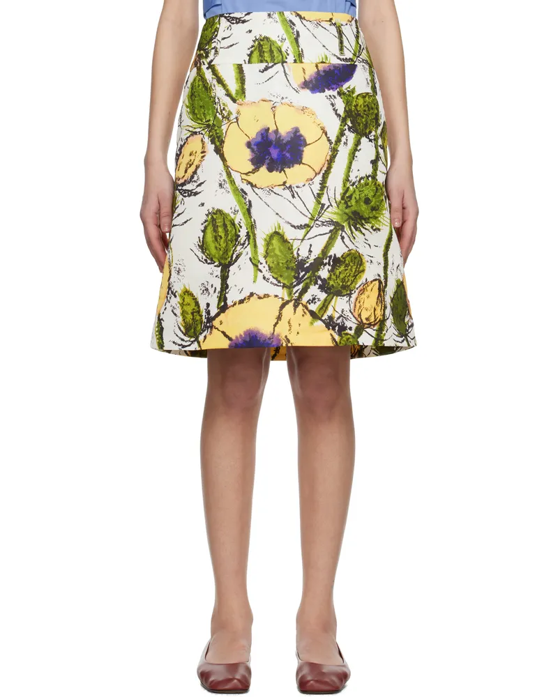Wales Bonner Multicolor Petal Midi Skirt Poppy