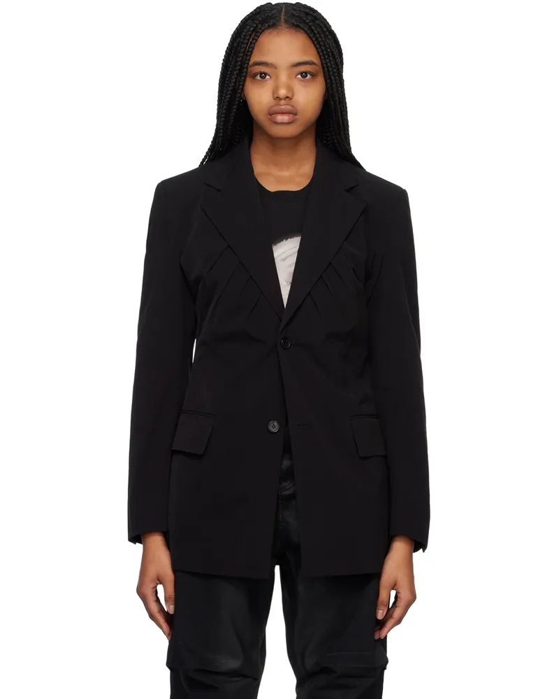 WE 11 DONE Black Gathered Blazer Black