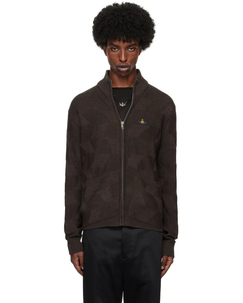 Vivienne Westwood Brown Fisherman Zip-Up Sweater Aw24-d401