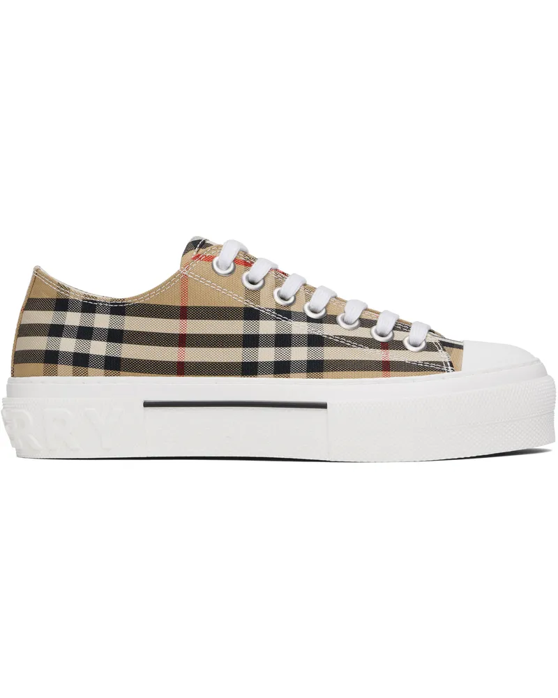 Burberry Beige Check Cotton Sneakers Archive